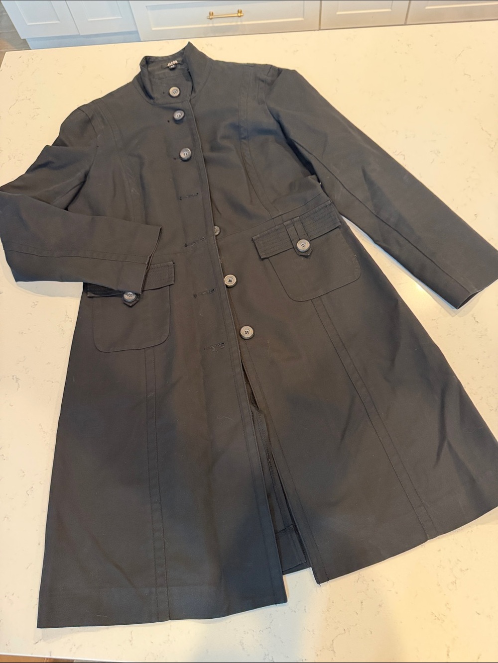 Jacob Black Single-Breasted Long Trench Coat
